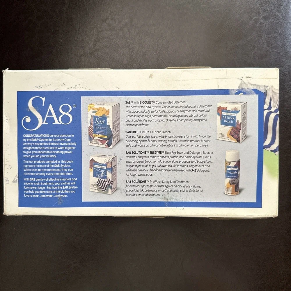NOS Vtg Amway SA8 Laundry Care System Detergent Bioquest Solutions‎ Trial Pack